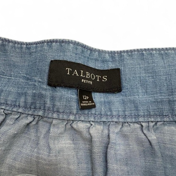 Talbots Blue A-Line Button Skirt - Picture 2 of 4